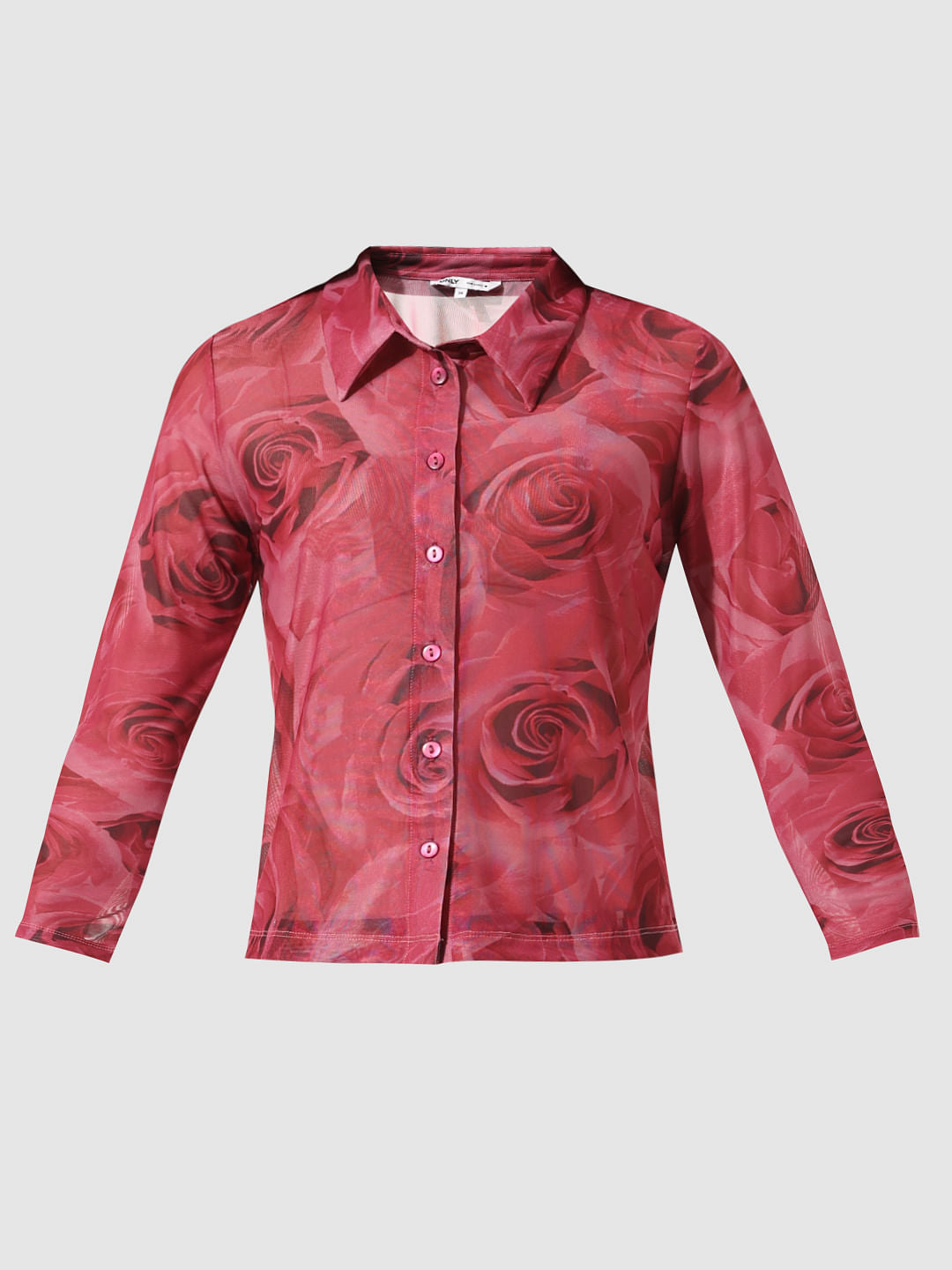 Red Printed Mesh Shirt