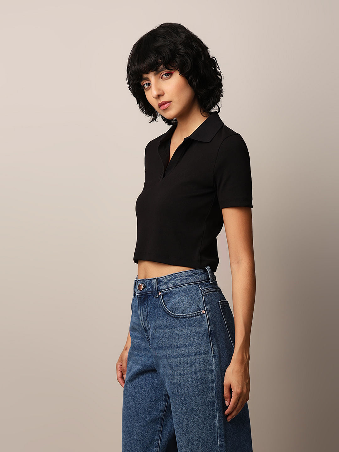 Black Cropped Polo