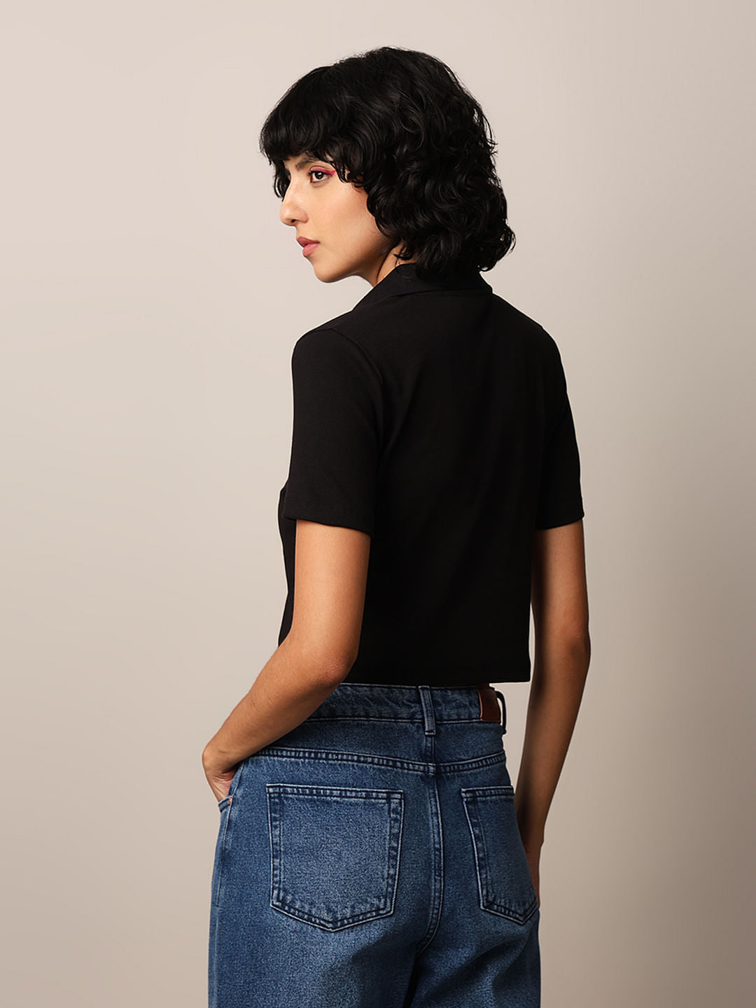 Black Cropped Polo