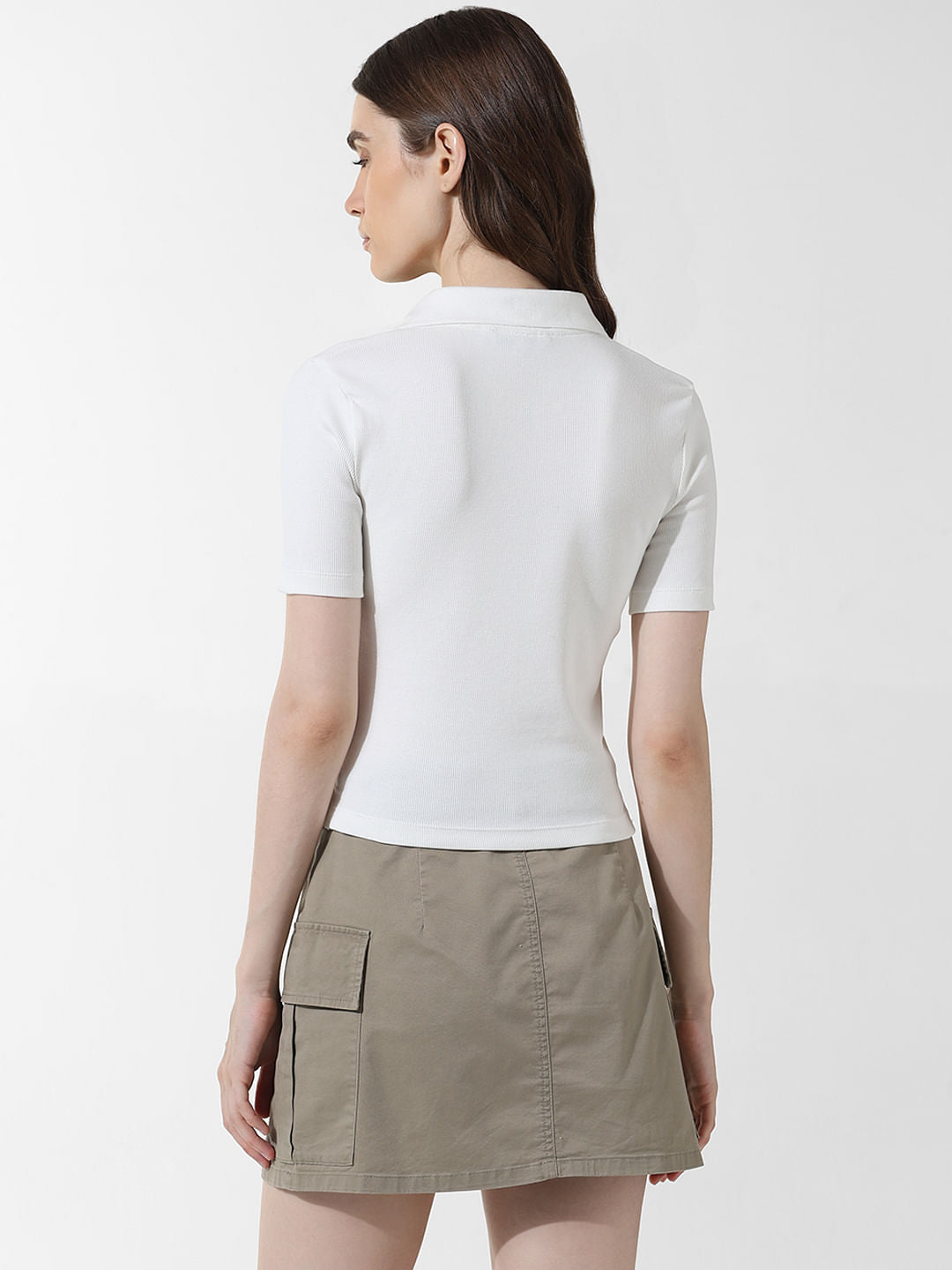 White Fitted Polo T-Shirt