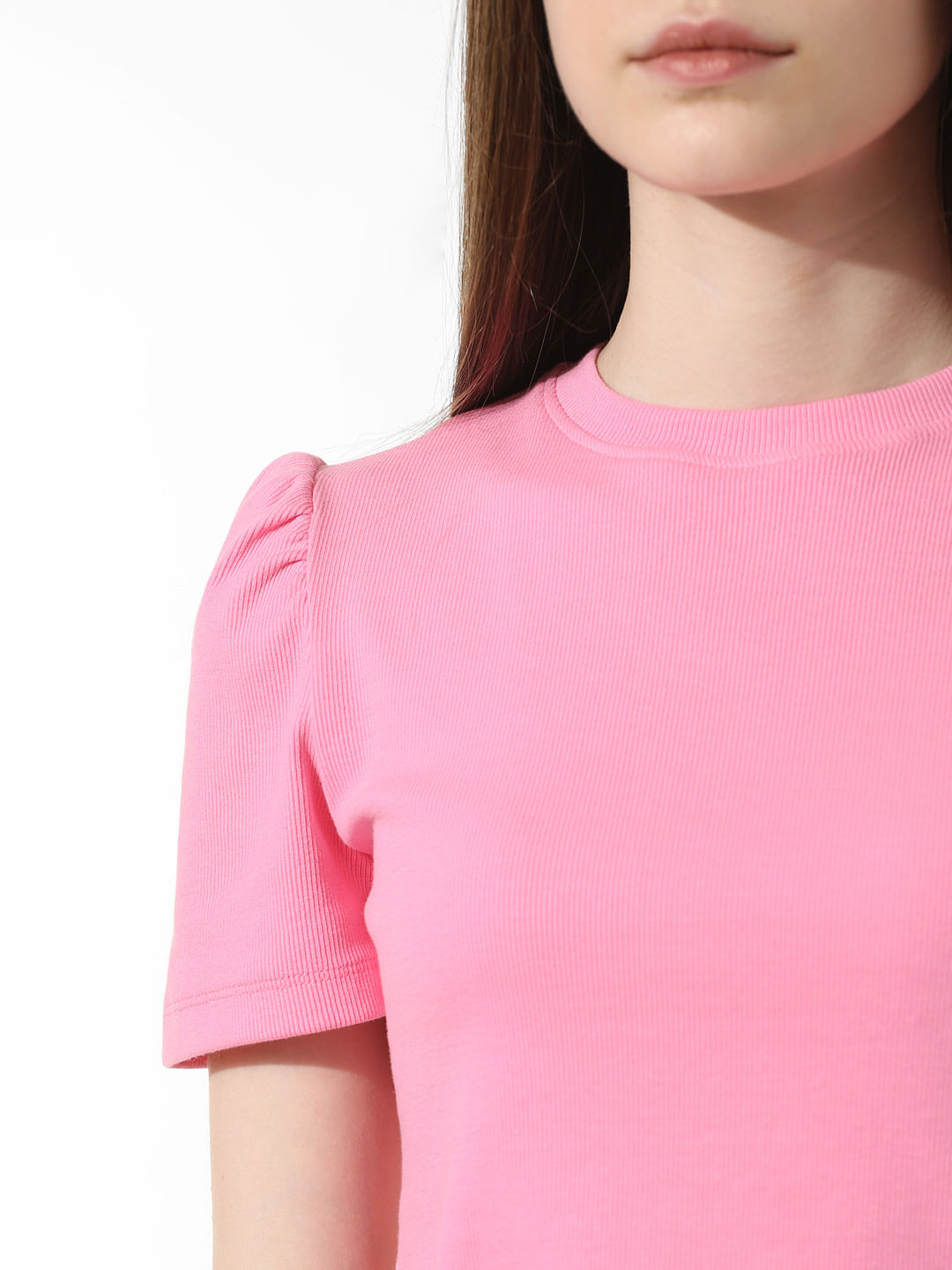 Pink Puff-Sleeves Top