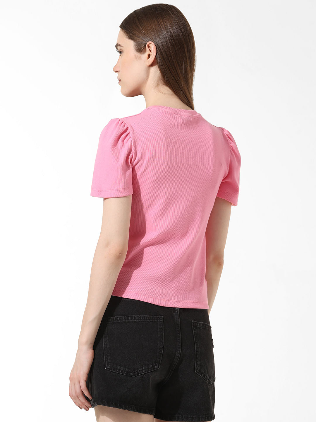 Pink Puff-Sleeves Top