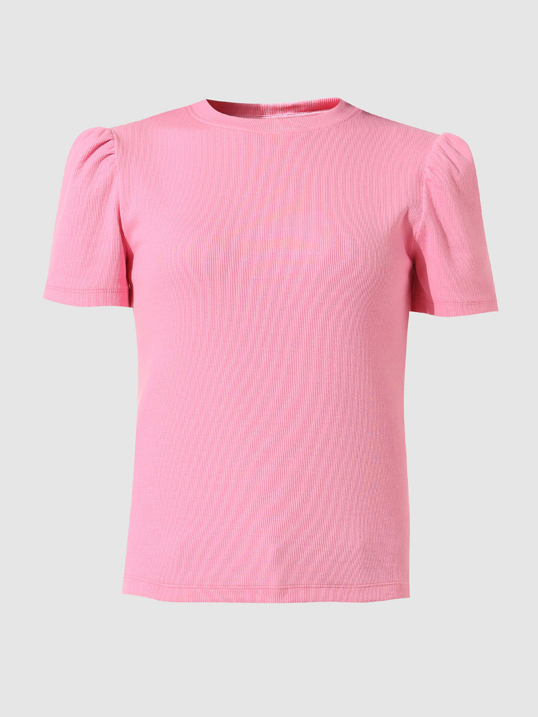 Pink Puff-Sleeves Top