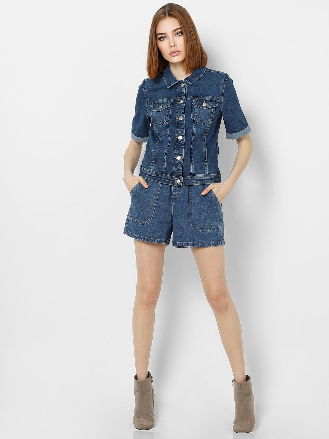 Blue Double Patch Pocket Denim Jacket