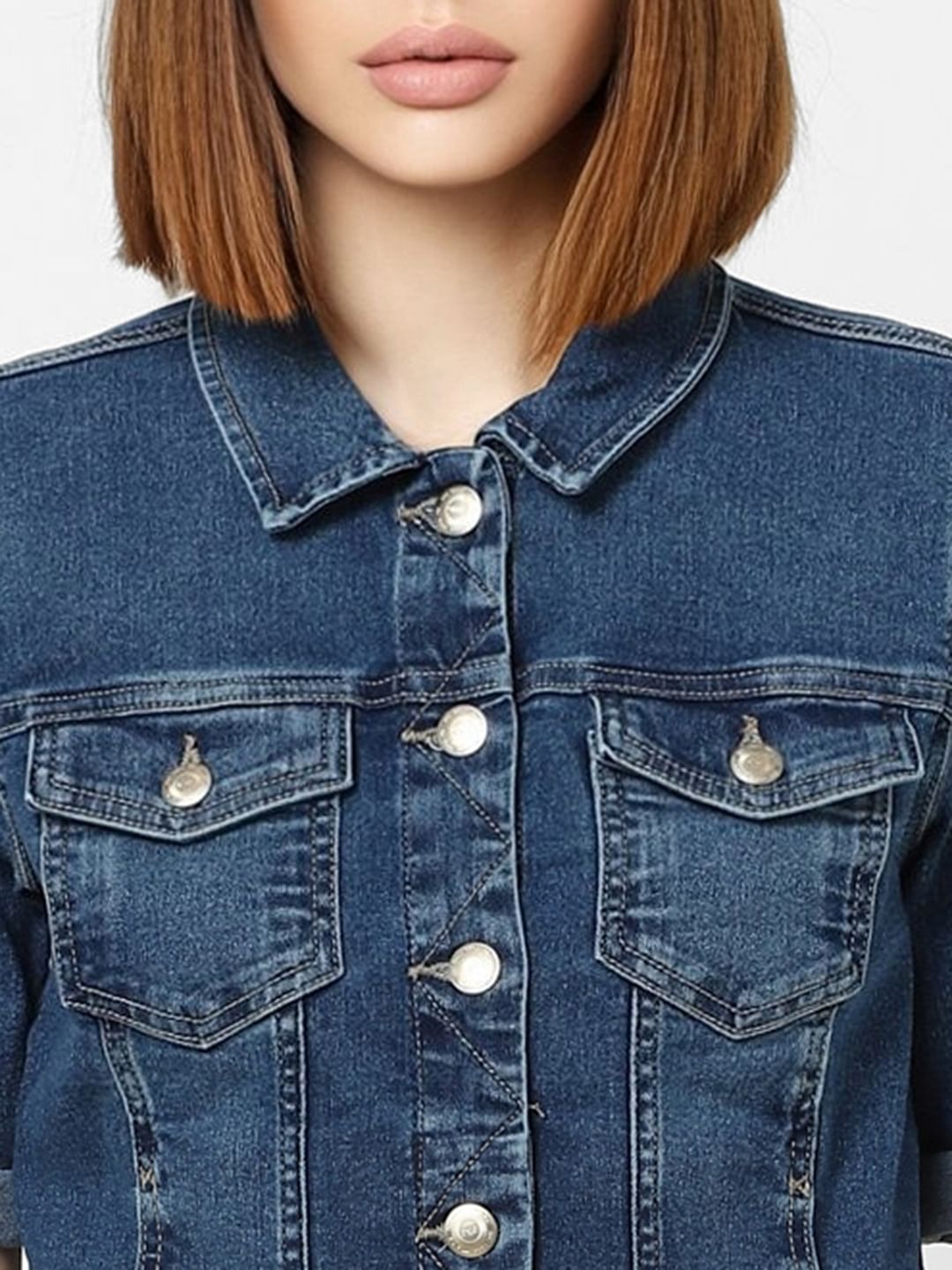 Blue Double Patch Pocket Denim Jacket