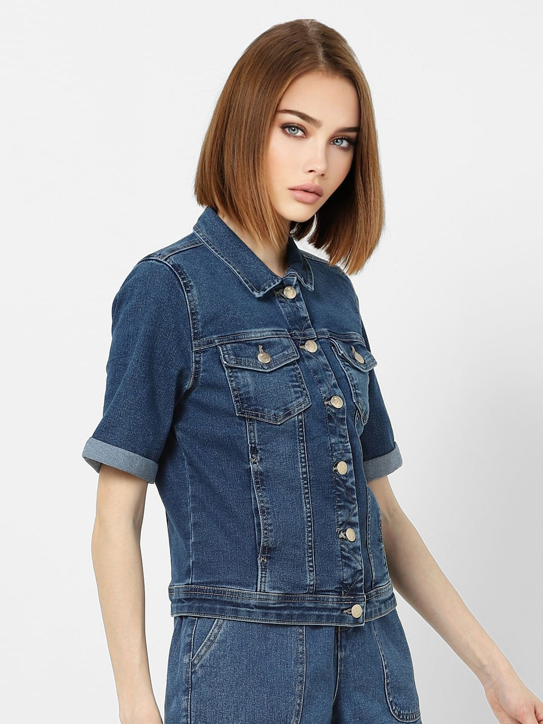 Blue Double Patch Pocket Denim Jacket