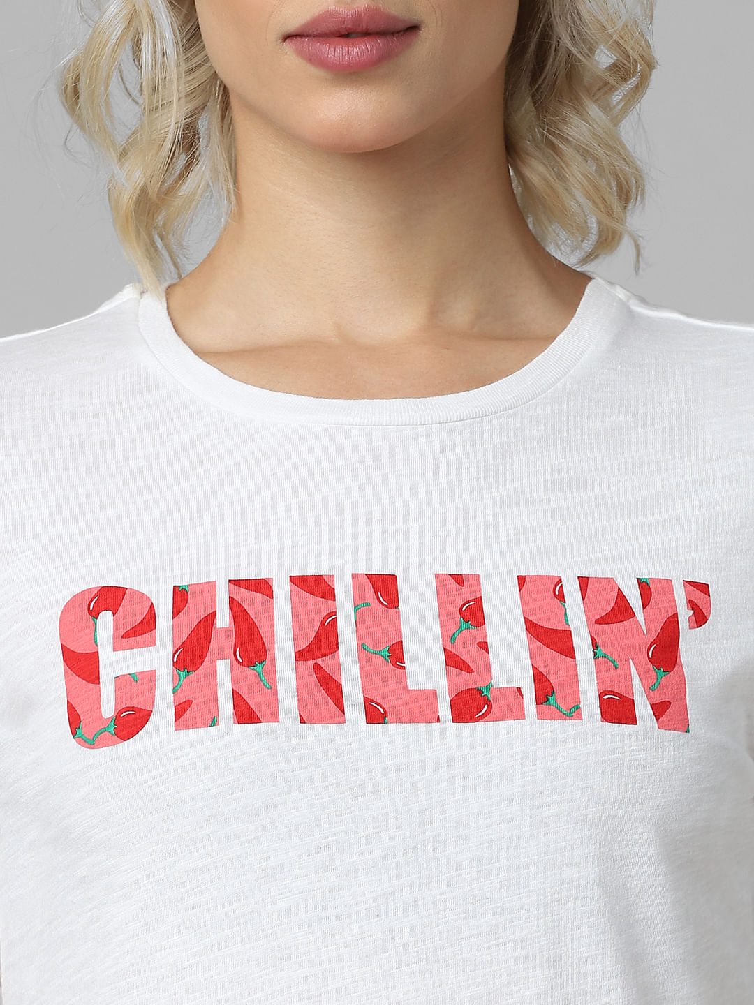 White Text Print T-Shirt