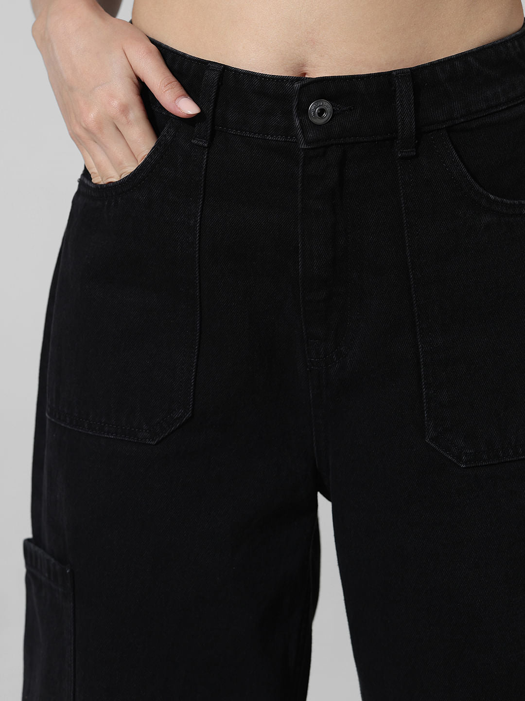 Black Mid Rise Balloon Fit Jeans