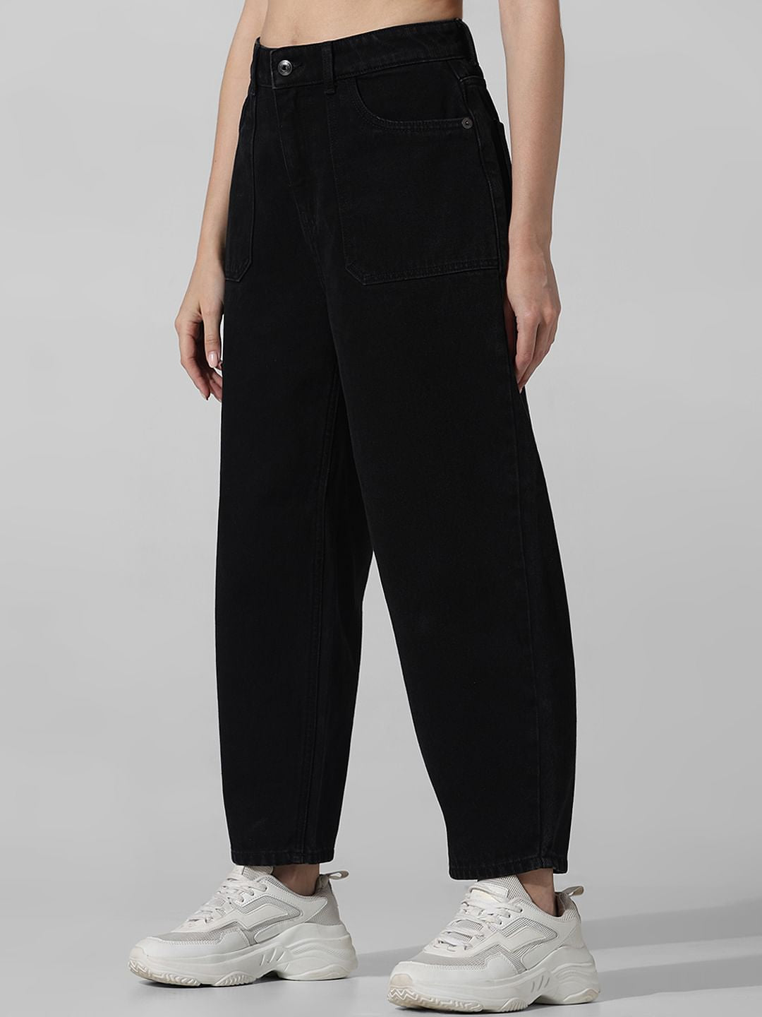 Black Mid Rise Balloon Fit Jeans