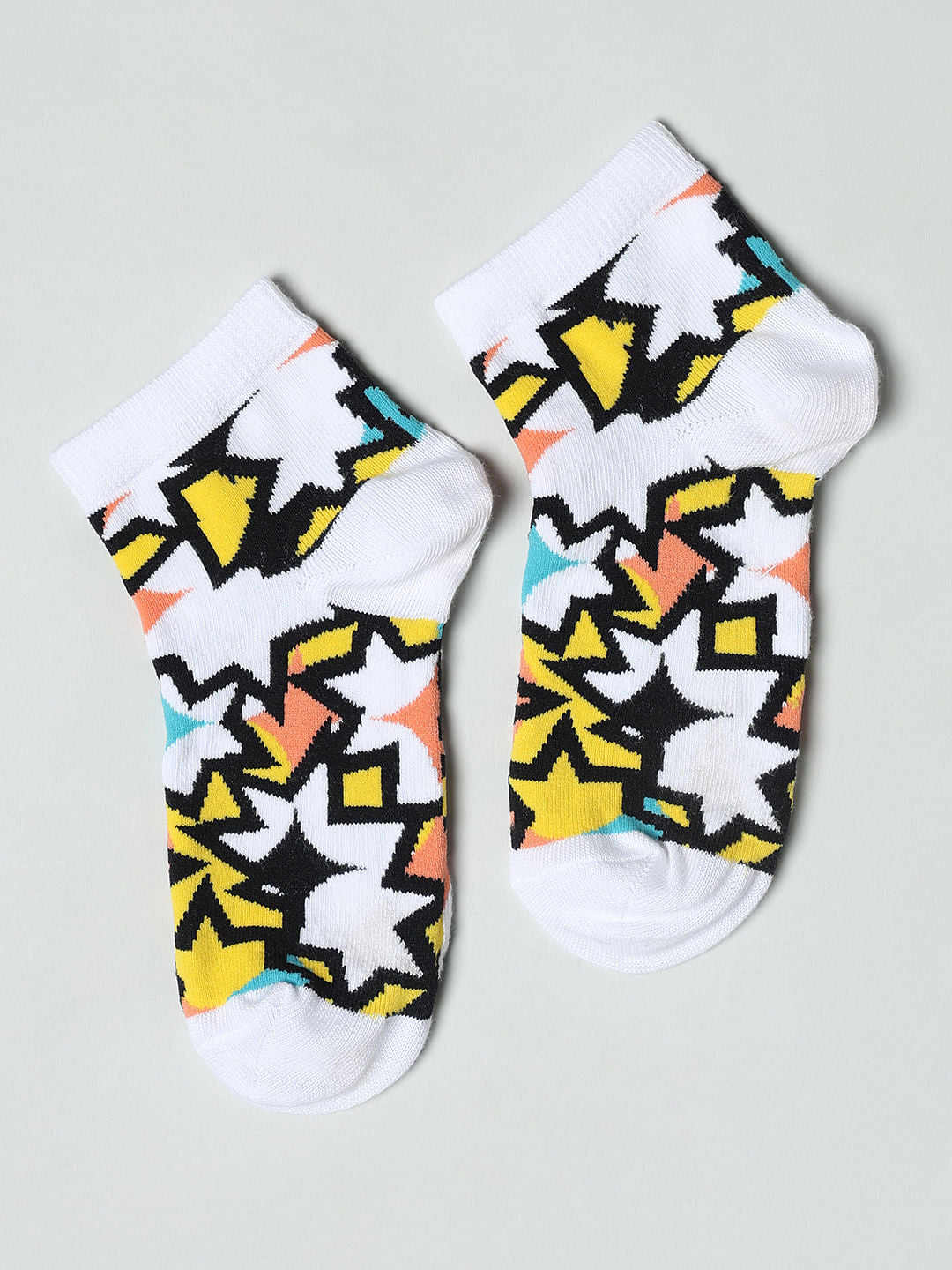 Pack Of 2 Yellow Abstract Print Socks