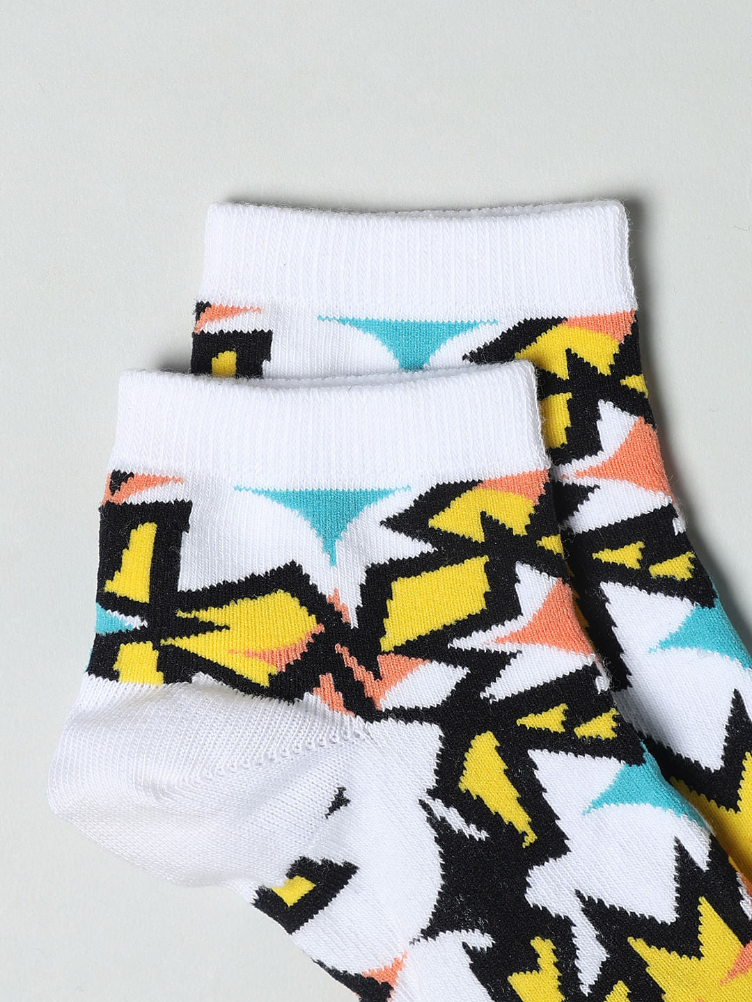 Pack Of 2 Yellow Abstract Print Socks