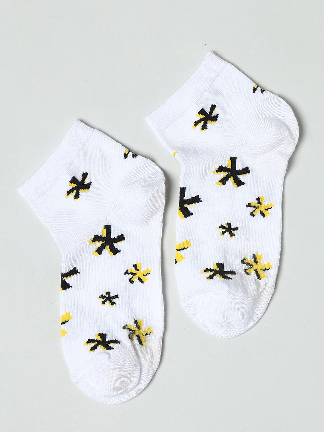 Pack Of 2 Yellow Abstract Print Socks