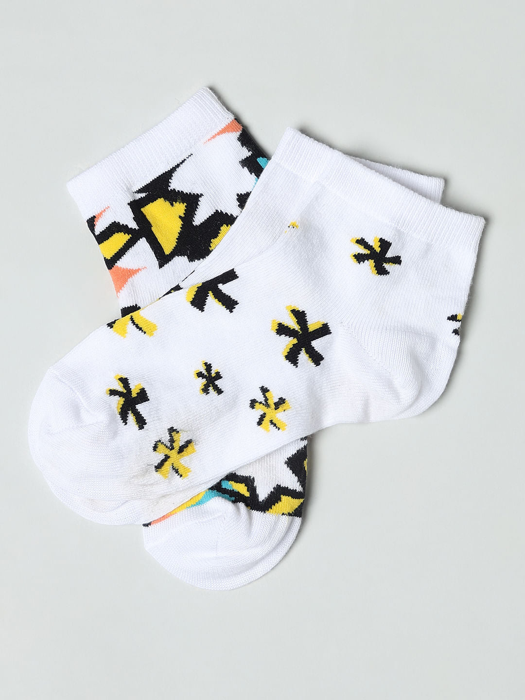 Pack Of 2 Yellow Abstract Print Socks