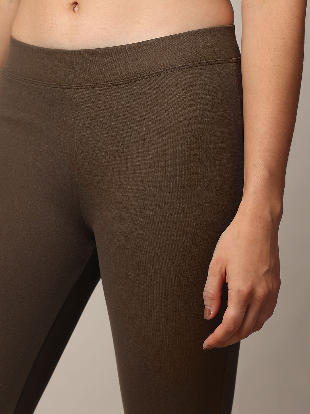 Olive Stretch Flared Pants