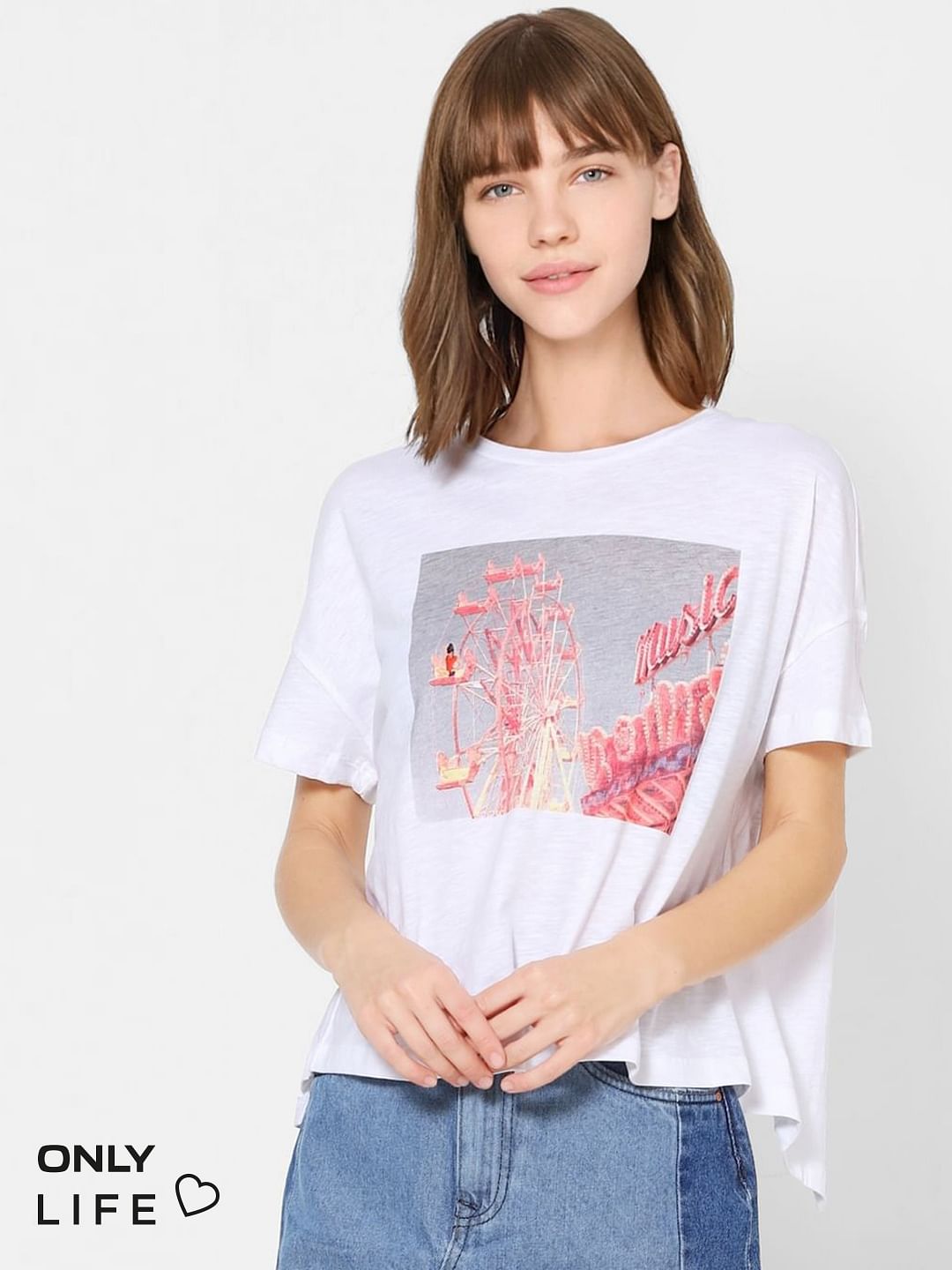 White Graphic Print T-Shirt