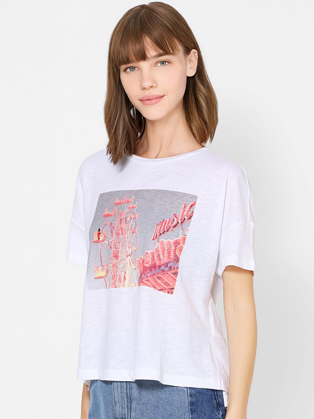 White Graphic Print T-Shirt