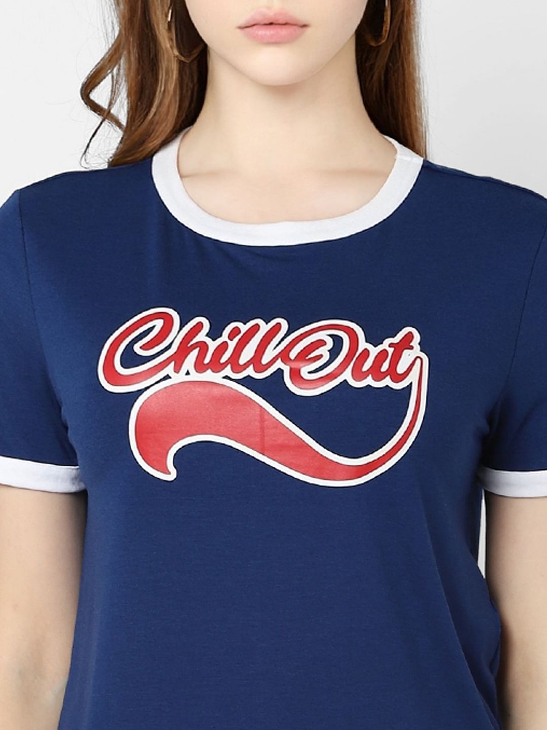 Blue Typographic Print T-Shirt