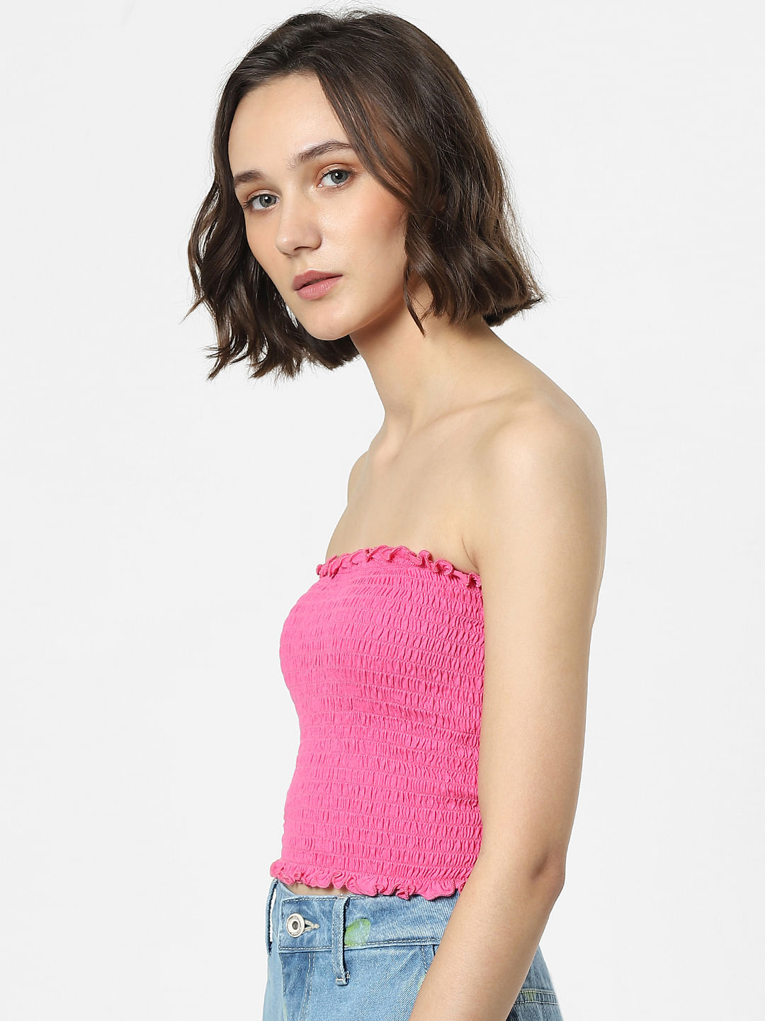 Pink Smocked Bandeau