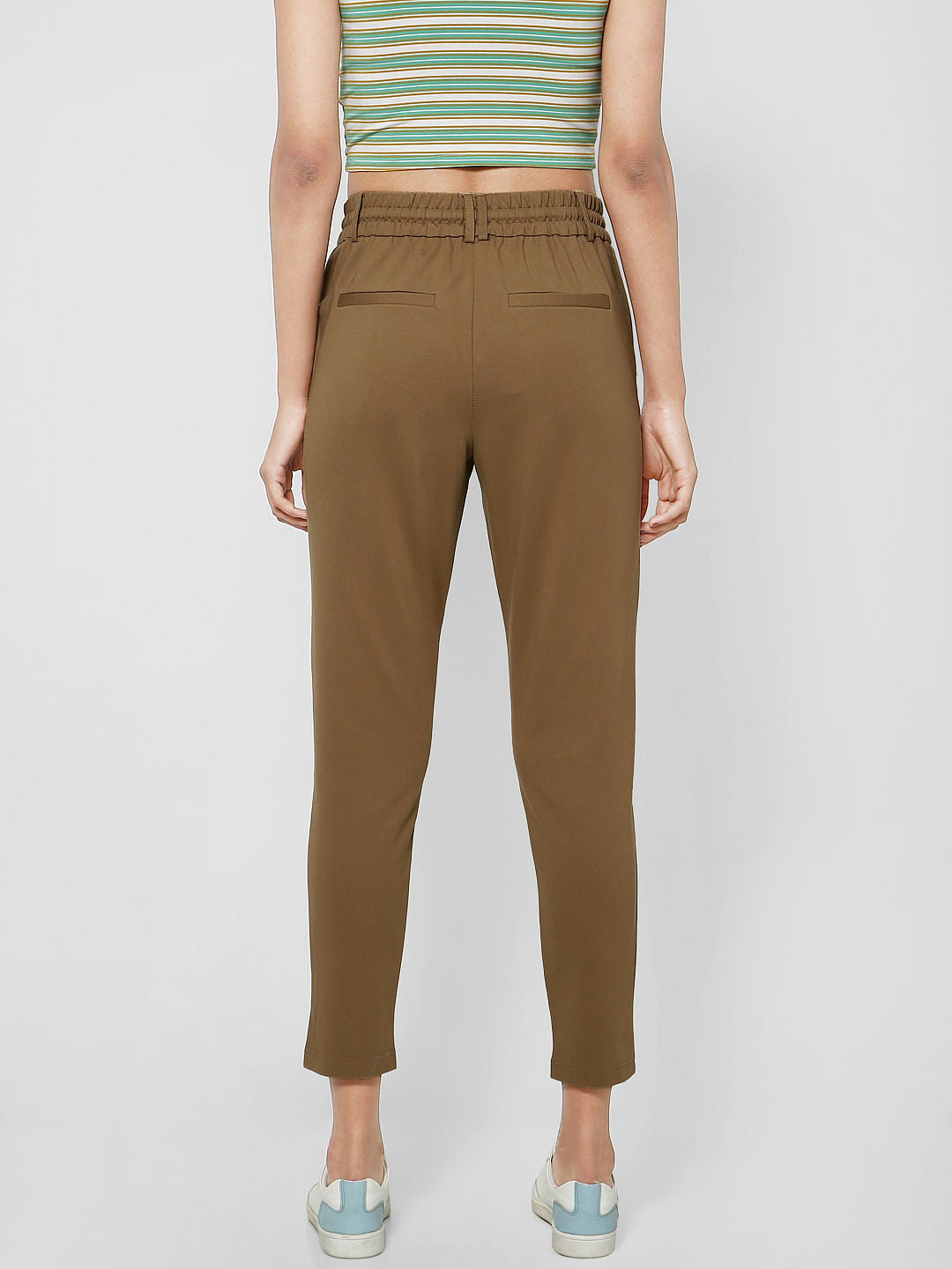 Brown Mid Rise Tapering Pants