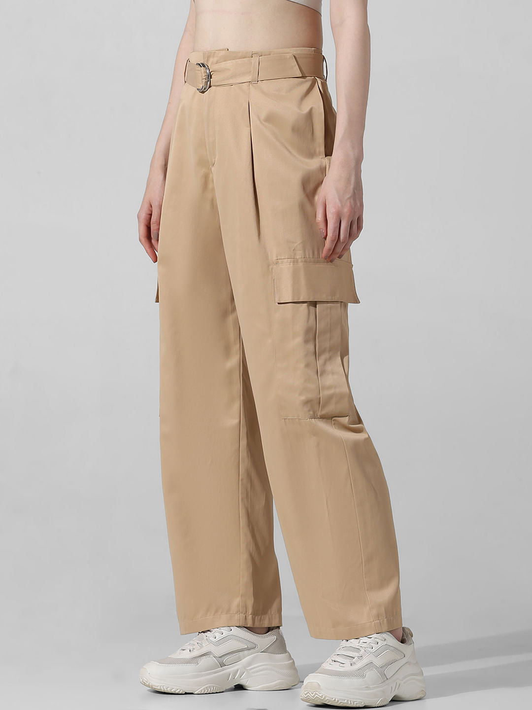 Brown High Rise Co-Ord Set Cargo Pants