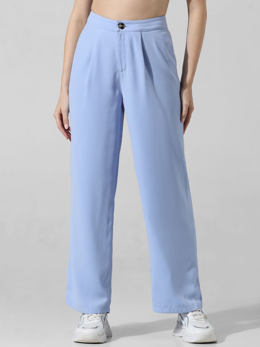 Blue High Rise Wide Leg Pants