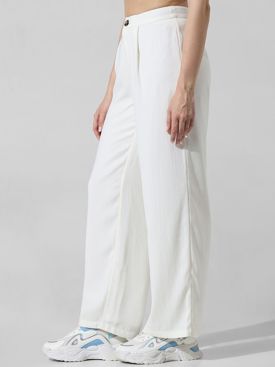 White High Rise Wide Leg Pants