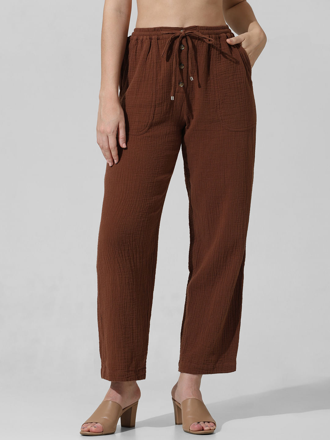 Brown High Rise Co-Ord Set Pants