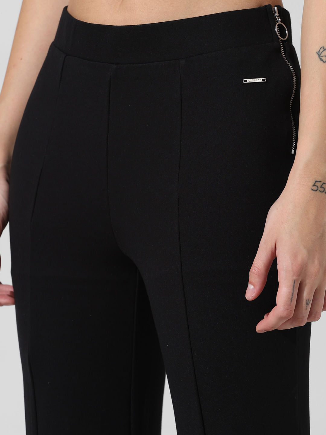 Black Mid Rise Flared Leggings
