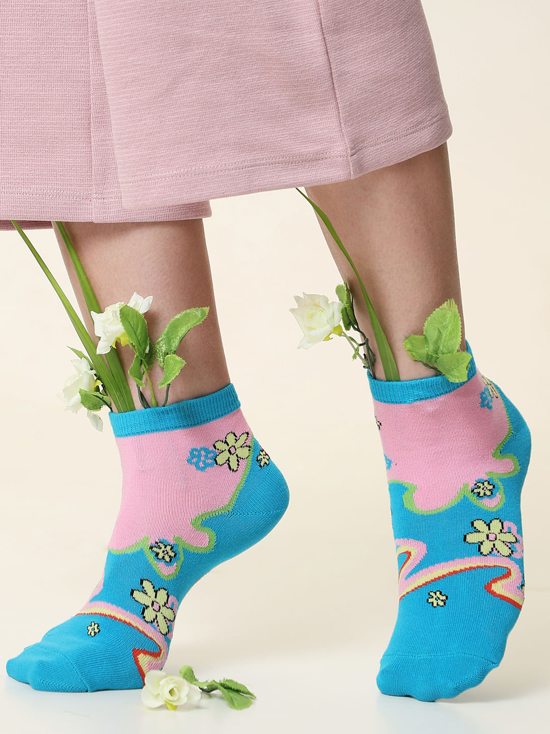Pack Of 2 Blue Abstract Print Socks