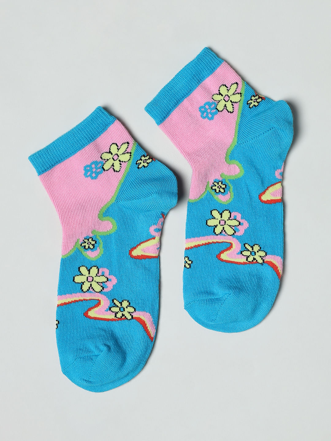 Pack Of 2 Blue Abstract Print Socks