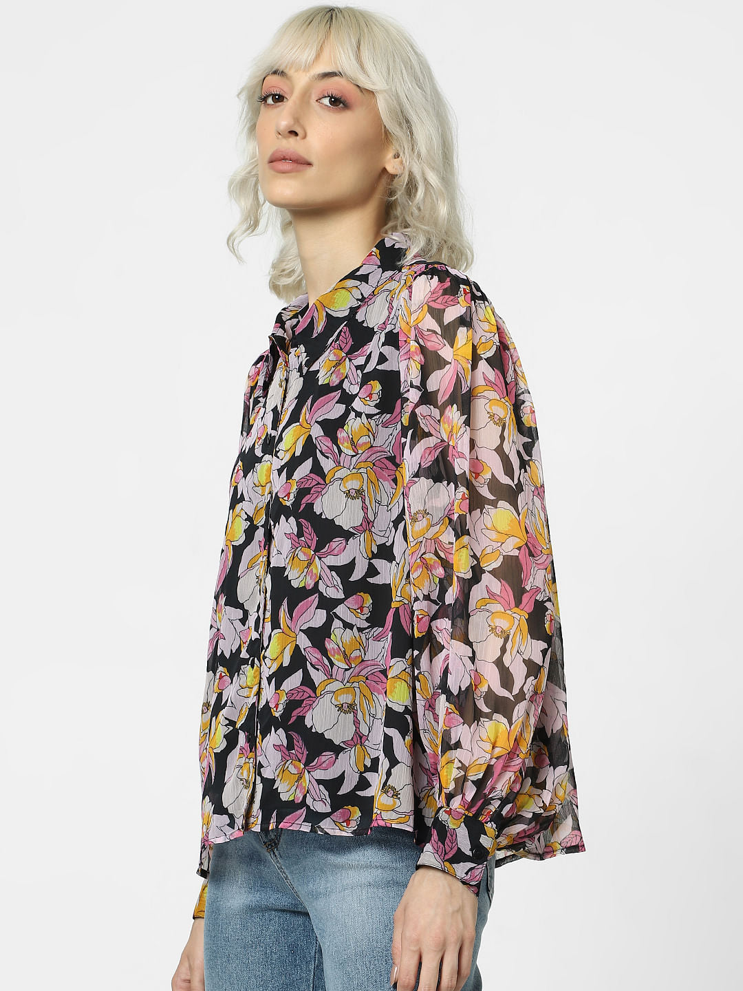 Black Floral Print Shirt