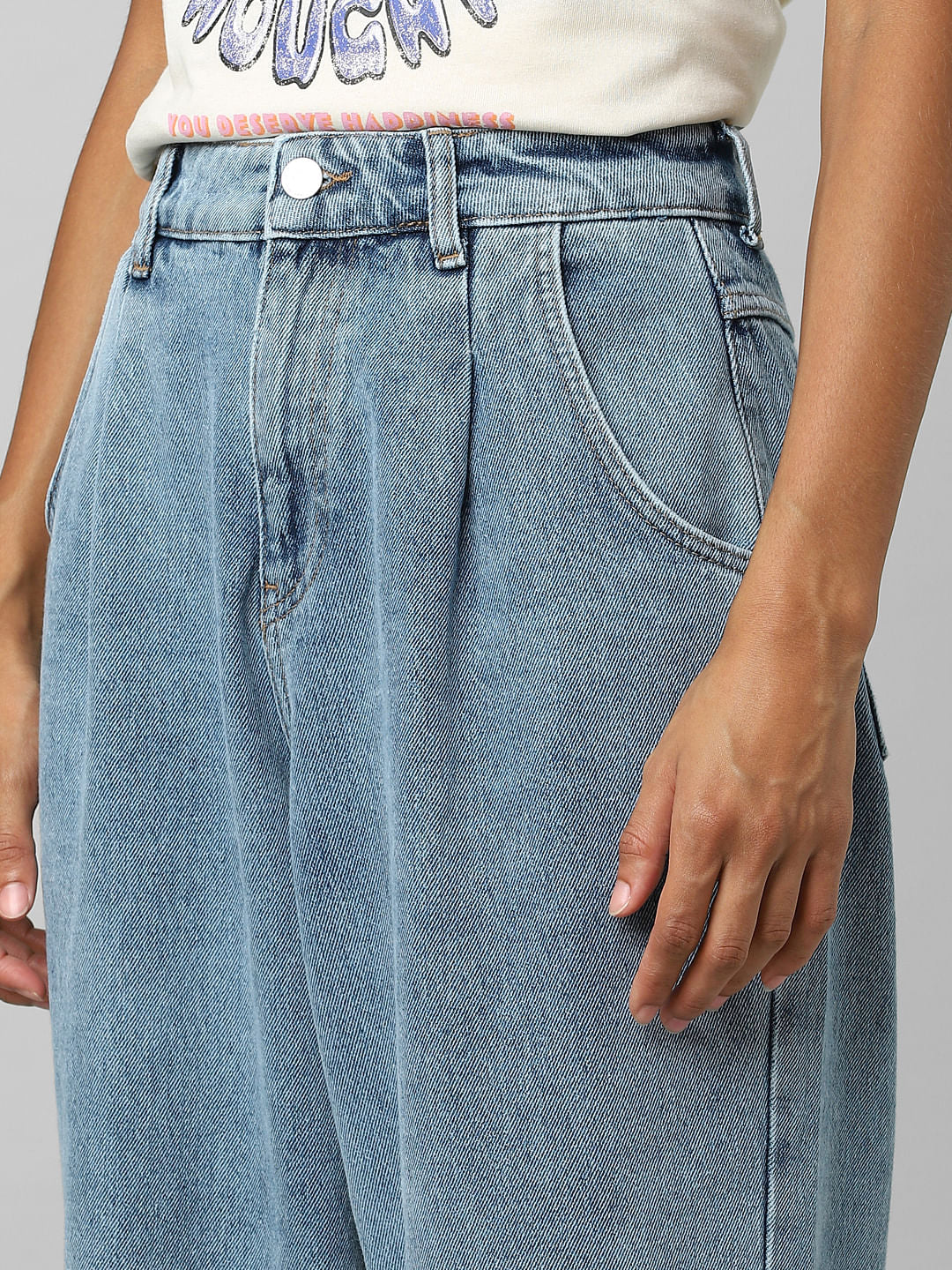 Blue High Rise Balloon Jeans