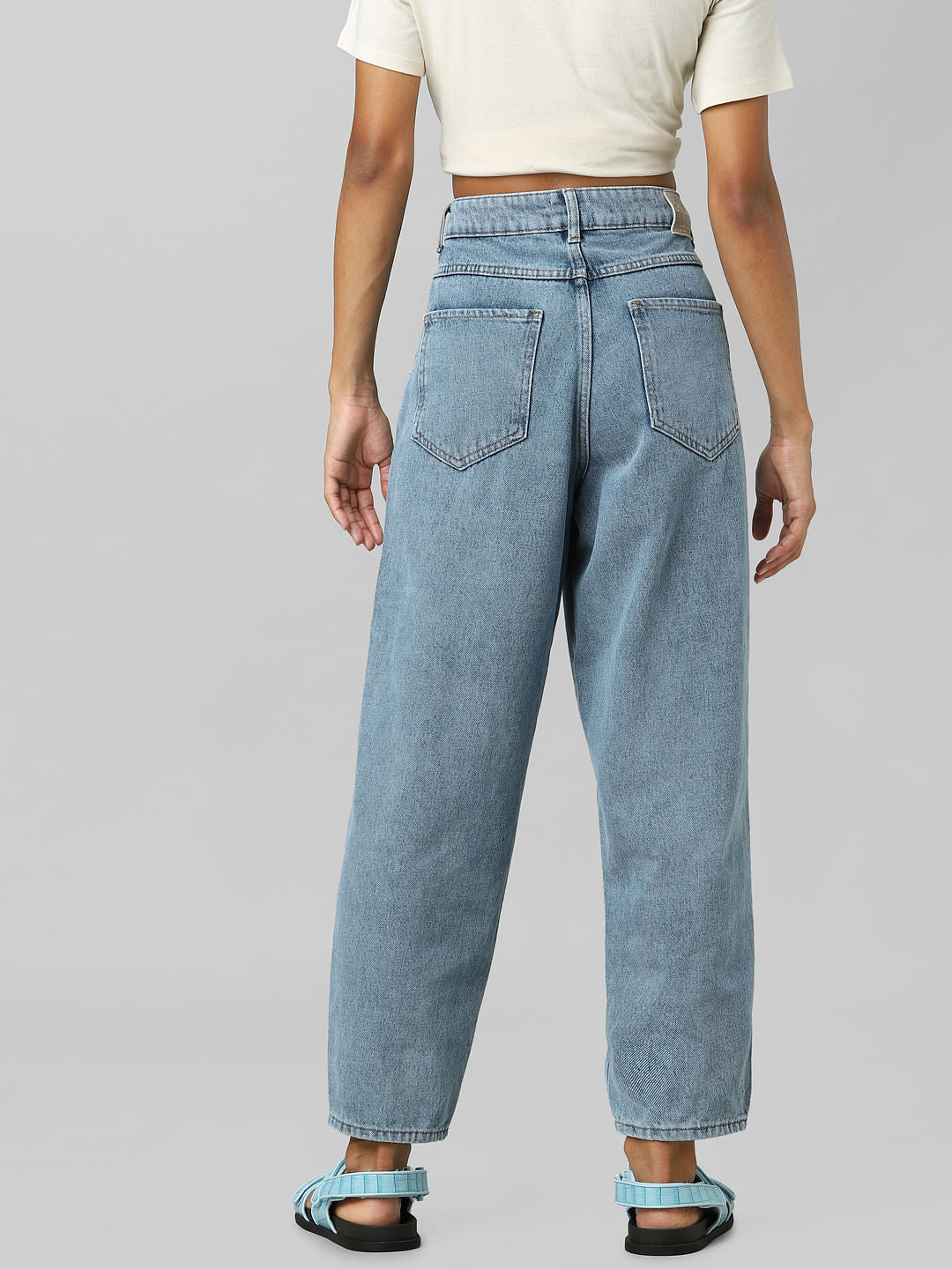 Blue High Rise Balloon Jeans
