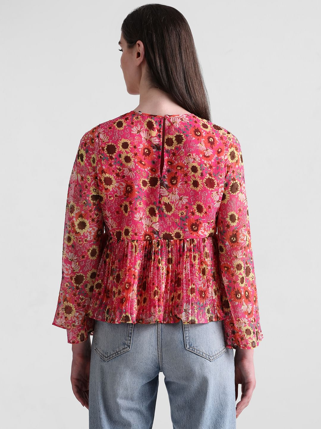 Red Floral Peplum Top