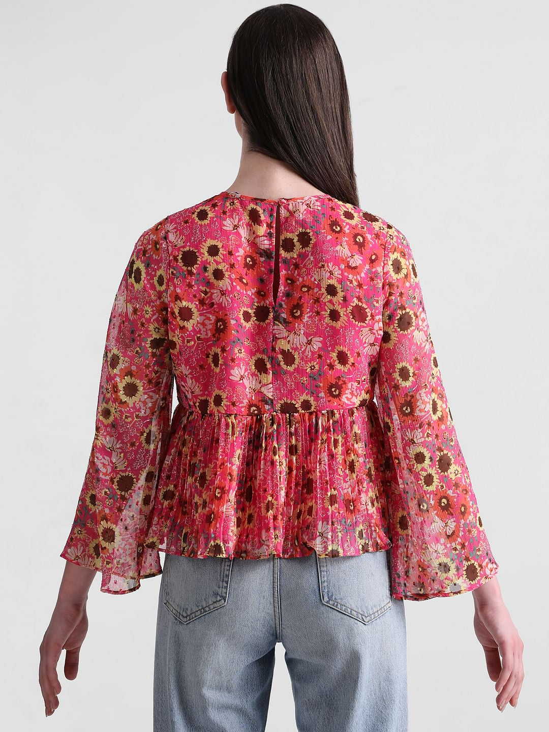 Red Floral Peplum Top