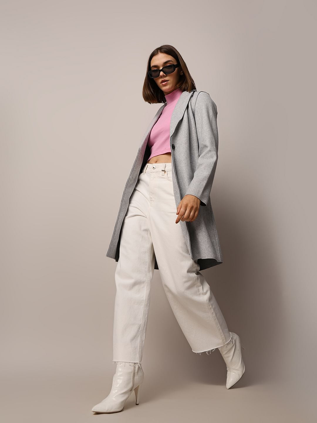 Light Grey Wool Long Coat