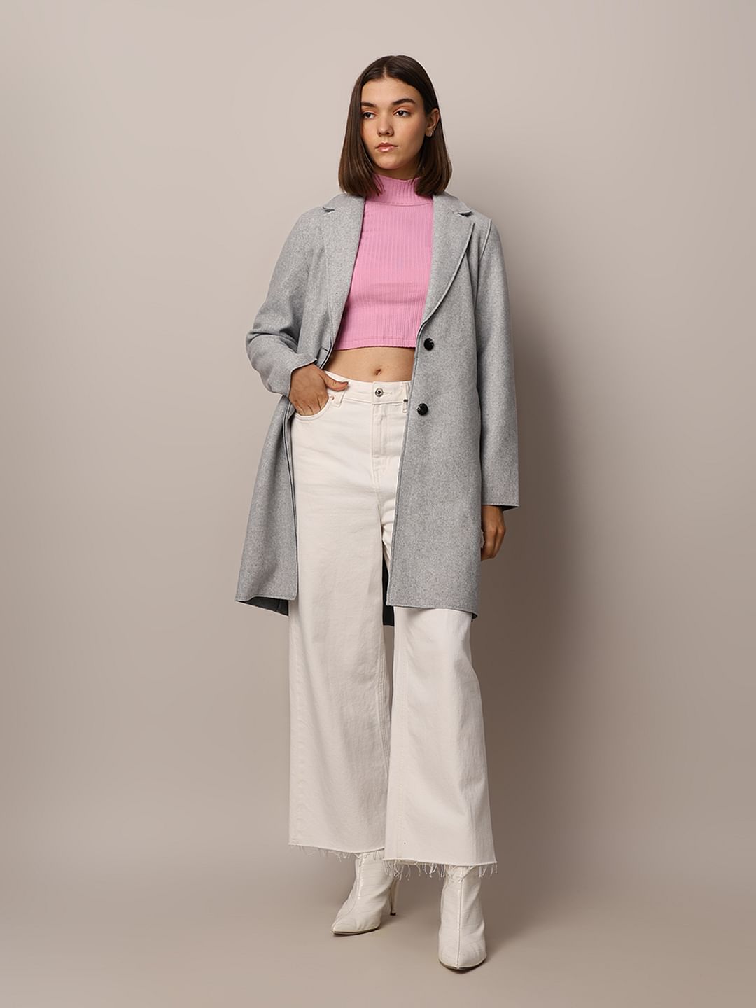 Light Grey Wool Long Coat