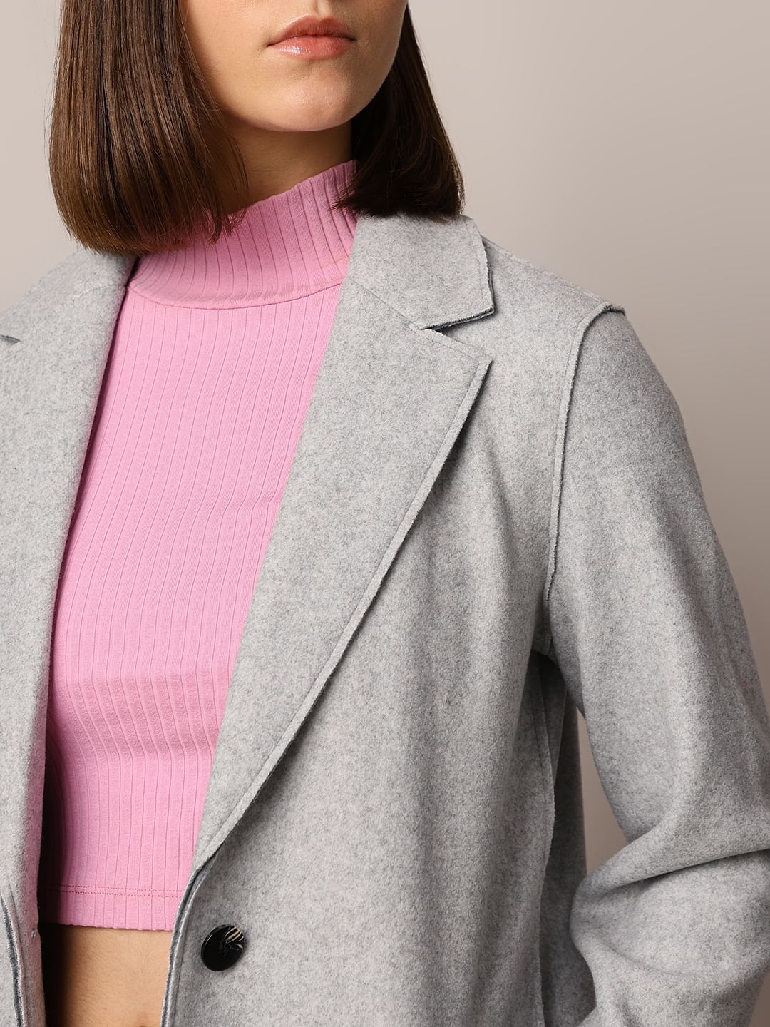 Light Grey Wool Long Coat