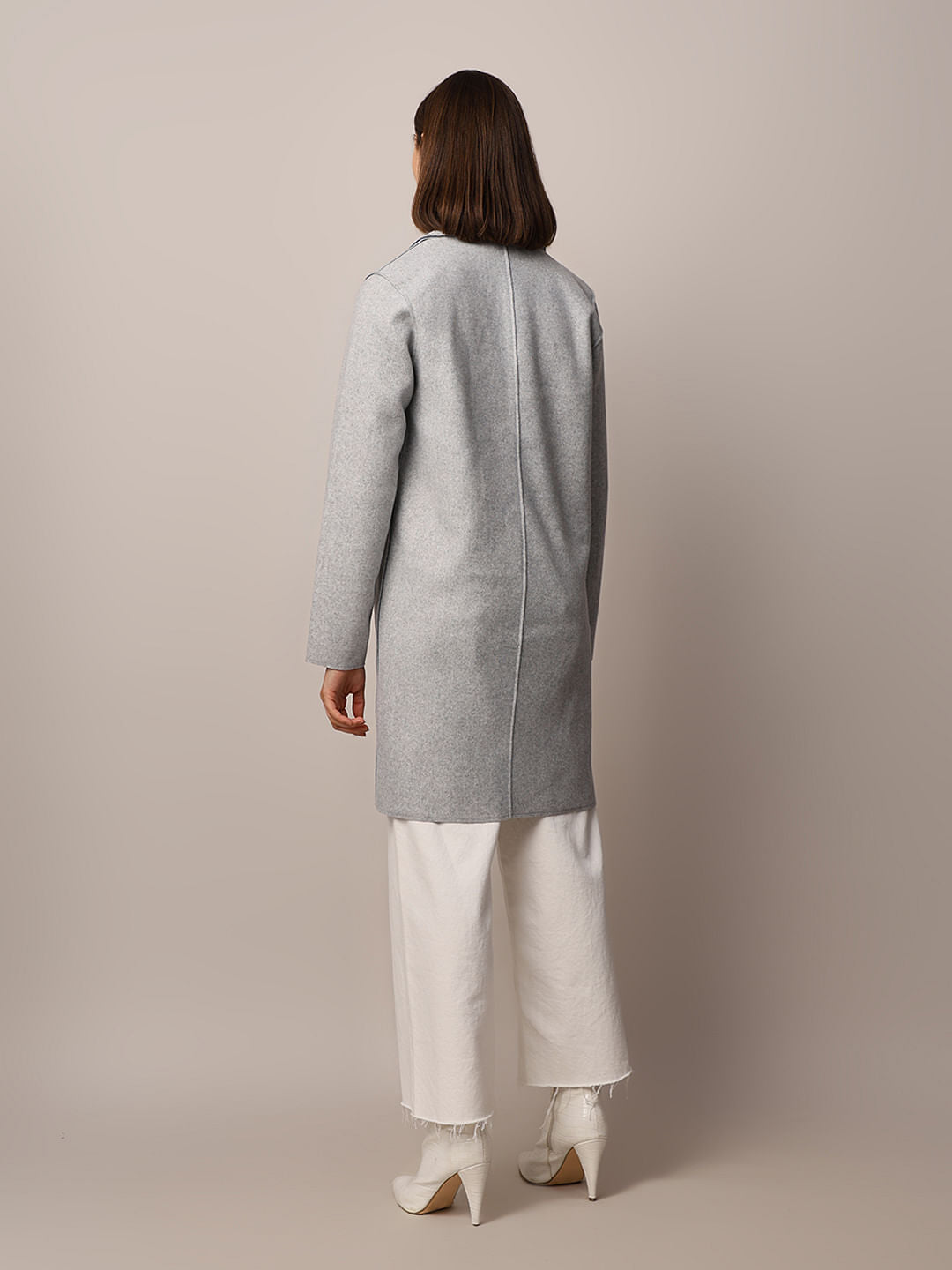 Light Grey Wool Long Coat