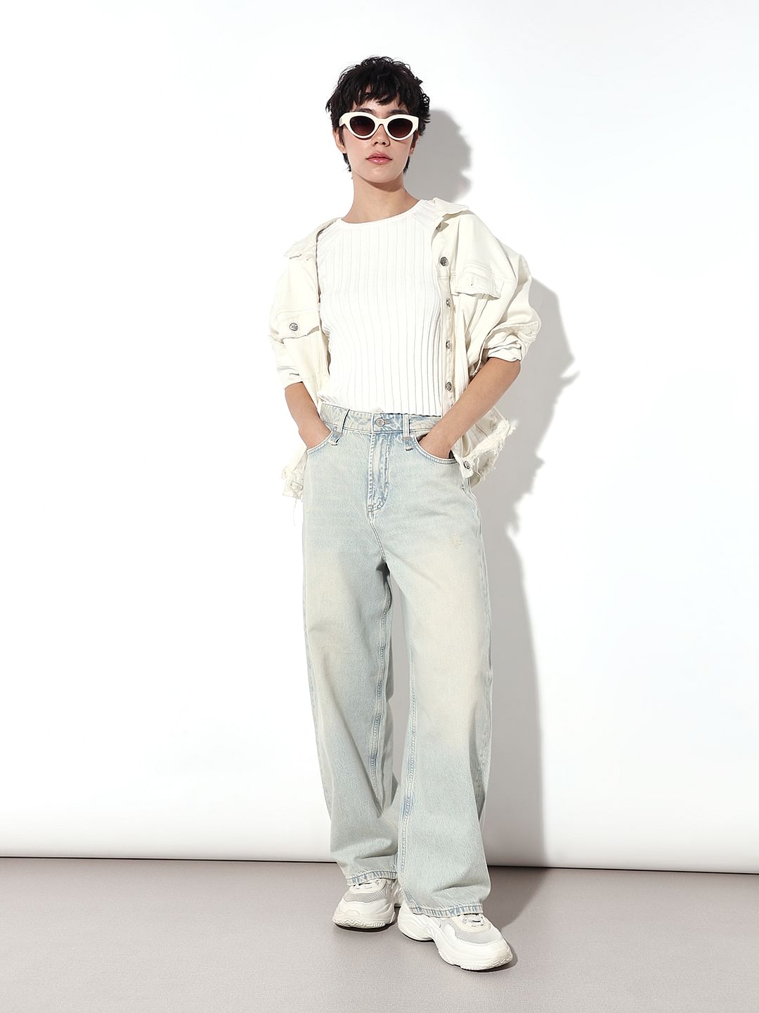 Light Blue Light Wash Baggy Jeans