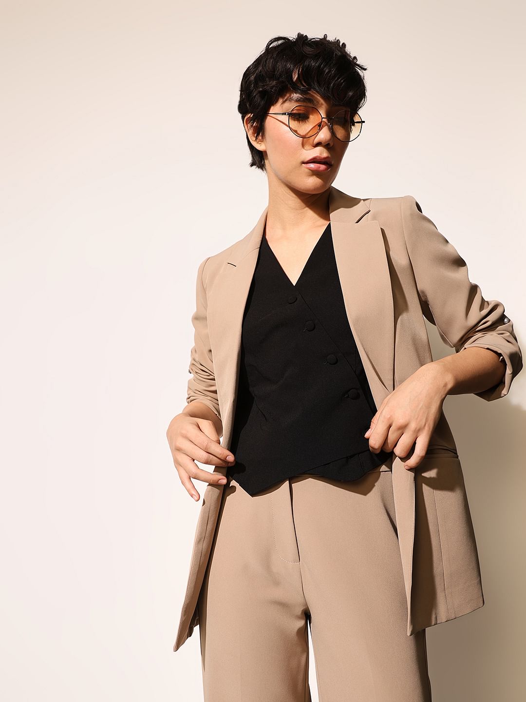 Tan Tailored Fit Co-ord Set Blazer - Main Image