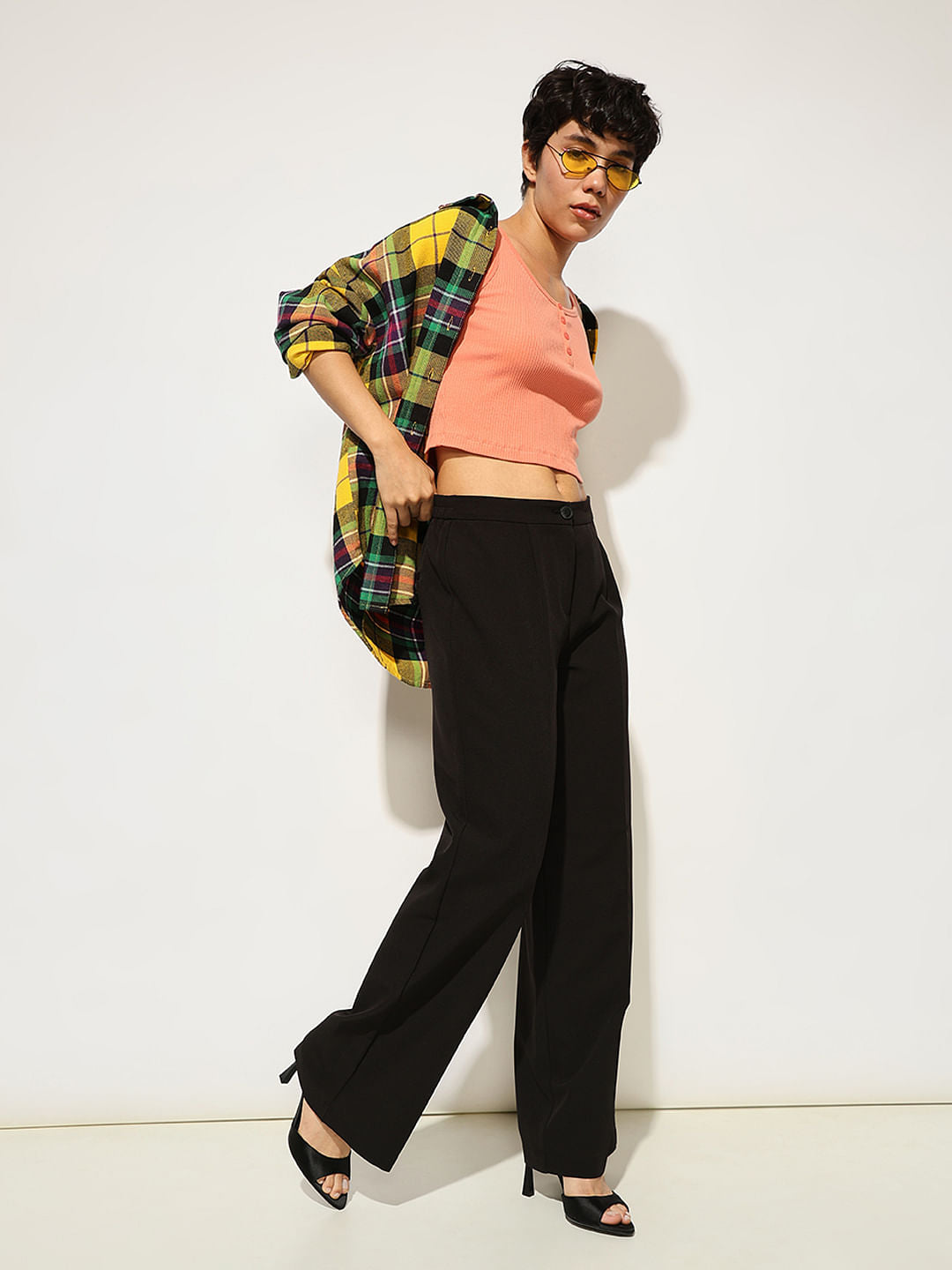 Black High Rise Wide Leg Pants