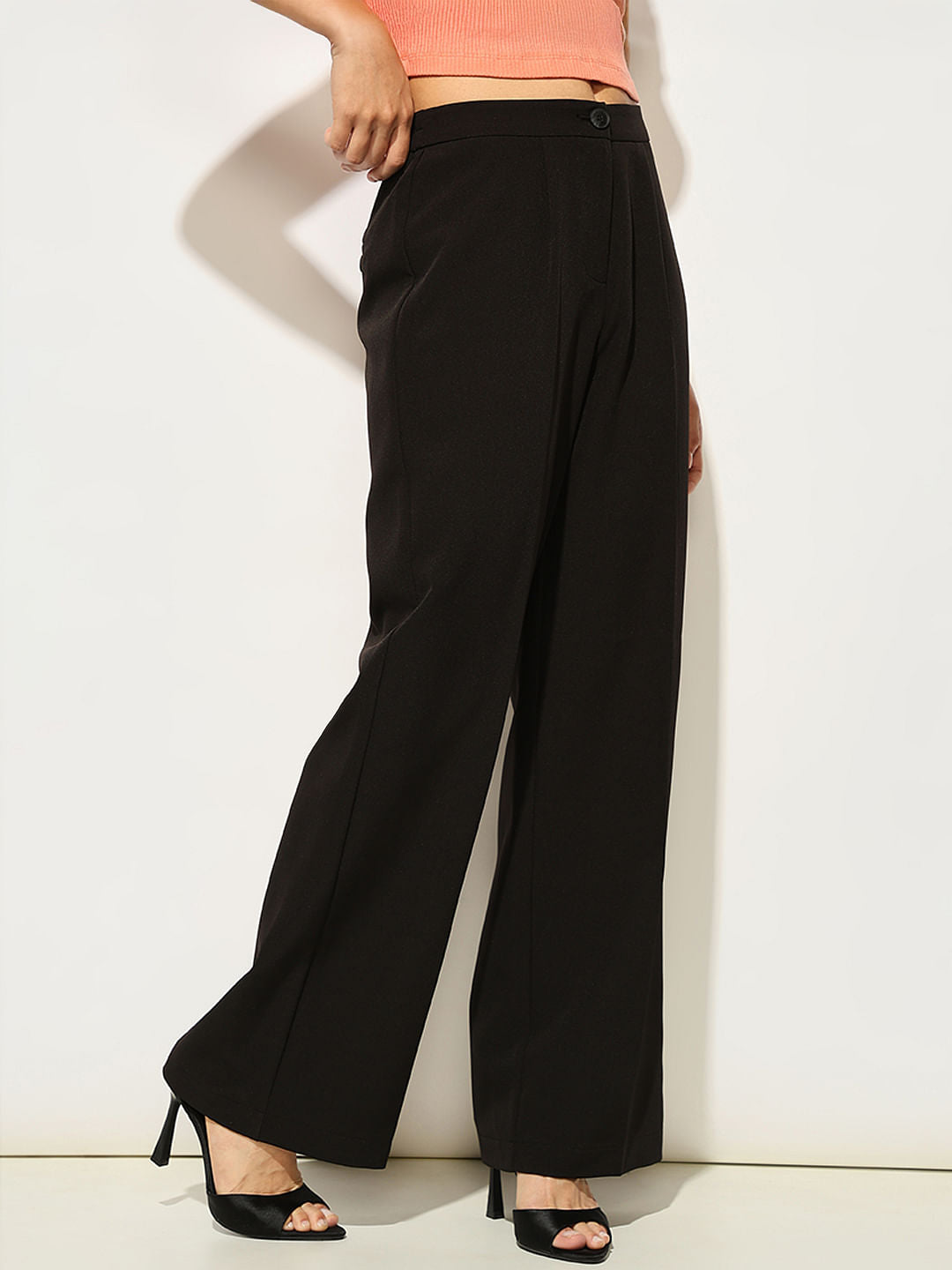 Black High Rise Wide Leg Pants