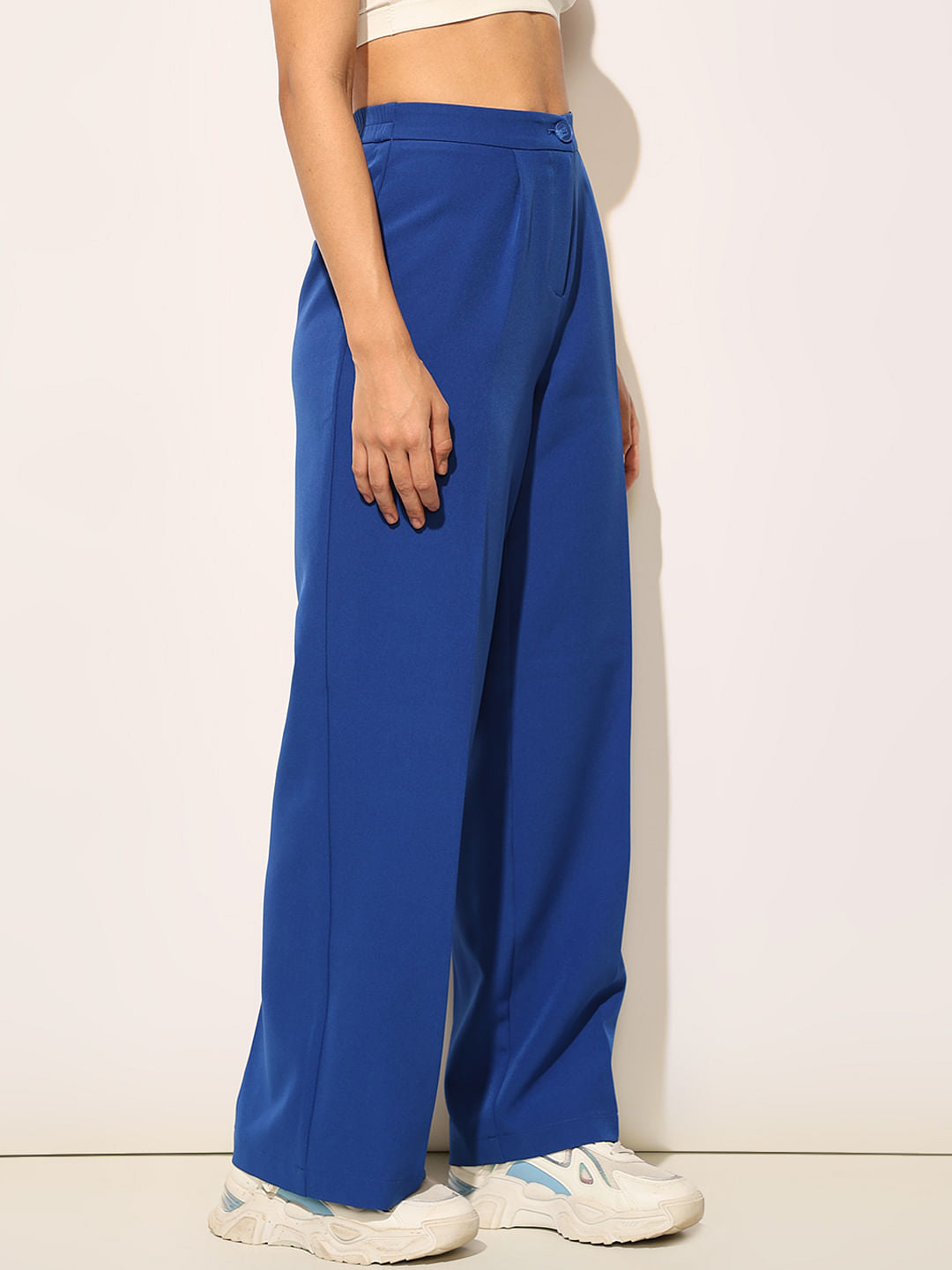 Blue High Rise Wide Leg Pants