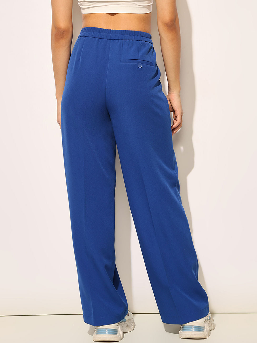 Blue High Rise Wide Leg Pants