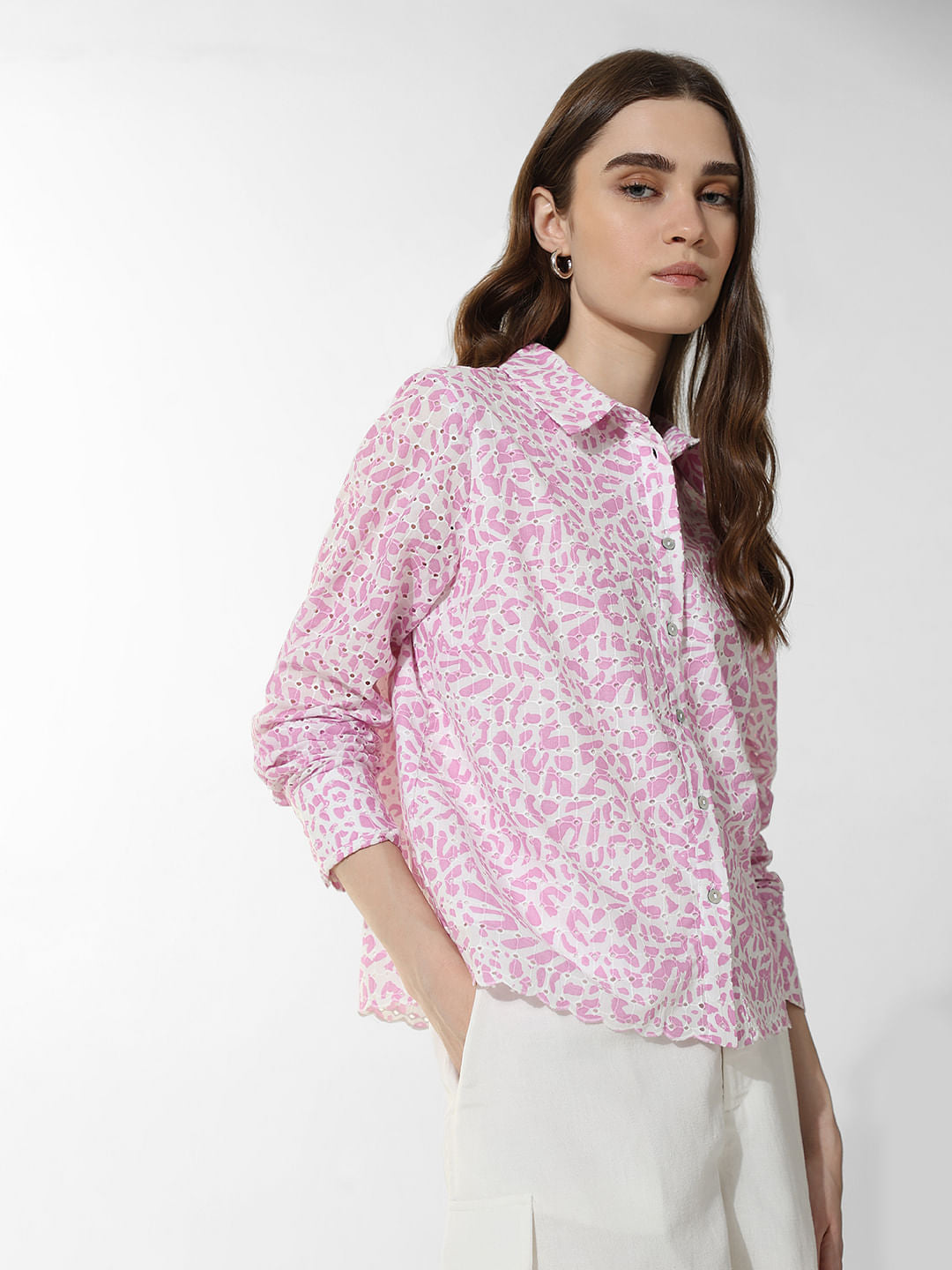 Purple Schiffli Co-Ord Set Shirt