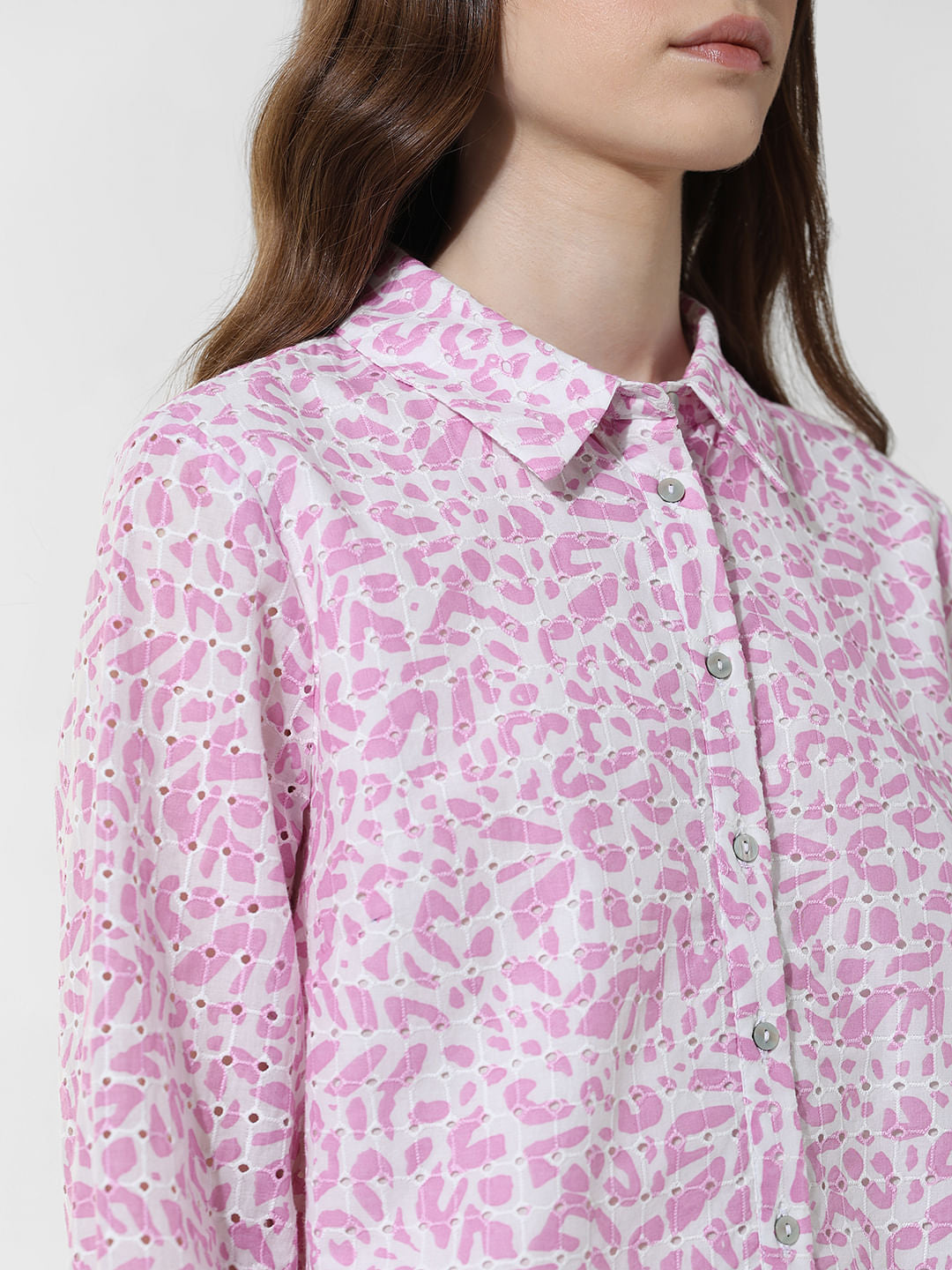 Purple Schiffli Co-Ord Set Shirt