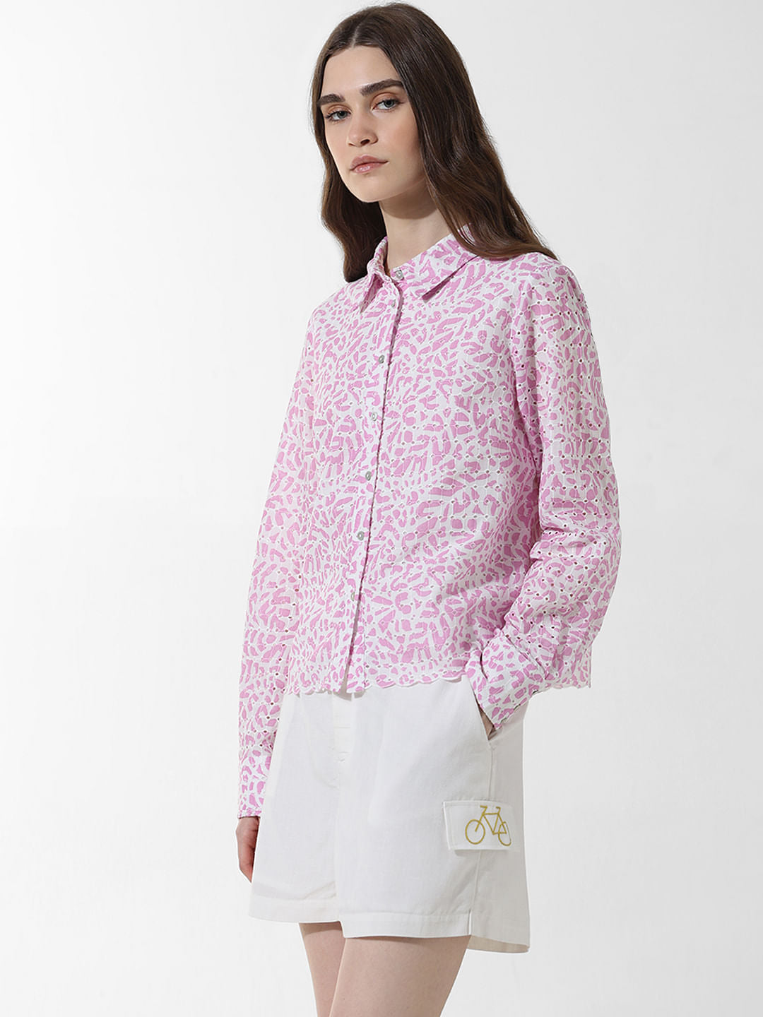 Purple Schiffli Co-Ord Set Shirt