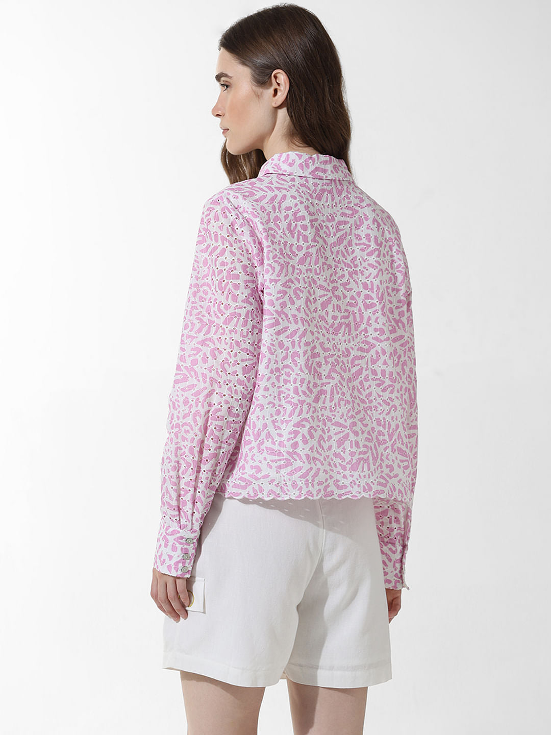 Purple Schiffli Co-Ord Set Shirt