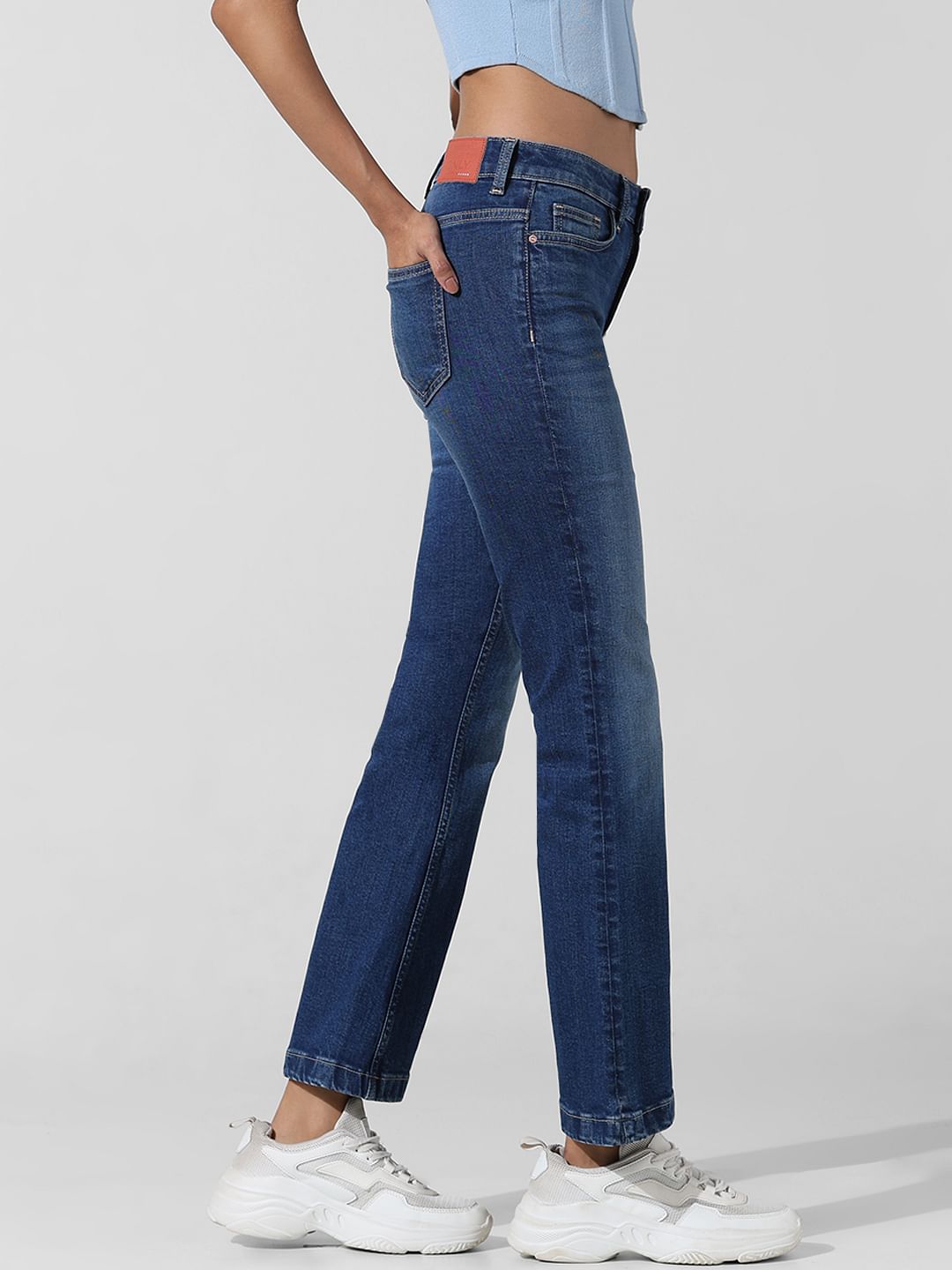 Dark Blue High Rise Flared Jeans
